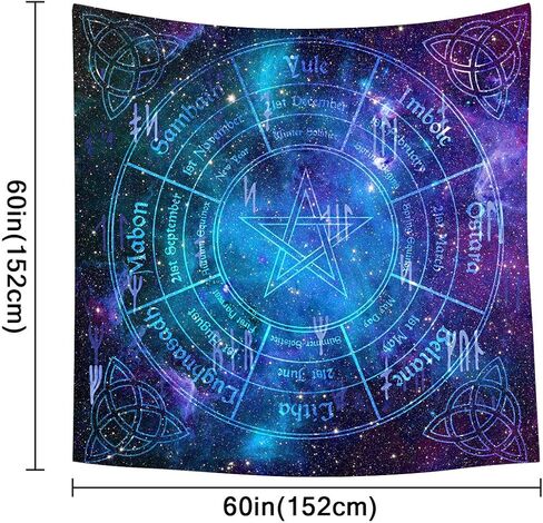 UHOMETAP Pentagram Celtic Trinity Knot Tapestry,Calendar Natural Cycle Tapestry Mandala Hippie Tapestry Starry Sky Wall Hanging for Home Dorm Decor Bedspread Table Cloth 60x60 Inches GTWYUH369 in Kuwait