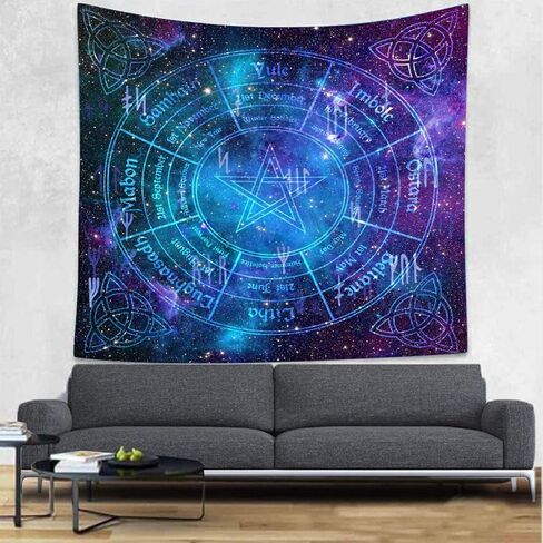 UHOMETAP Pentagram Celtic Trinity Knot Tapestry,Calendar Natural Cycle Tapestry Mandala Hippie Tapestry Starry Sky Wall Hanging for Home Dorm Decor Bedspread Table Cloth 60x60 Inches GTWYUH369 in Kuwait