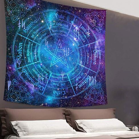 UHOMETAP Pentagram Celtic Trinity Knot Tapestry,Calendar Natural Cycle Tapestry Mandala Hippie Tapestry Starry Sky Wall Hanging for Home Dorm Decor Bedspread Table Cloth 60x60 Inches GTWYUH369 in Kuwait