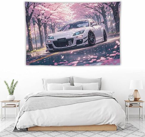 HouLaiZhe JDM سيارة نسيج Jdm سيارة Rx8 أزهار الكرز الجدار شنقا غرفة نوم ديكور المنزل المفروشات الجمالية نزهة جدار ديكور جدار الفن لغرفة المعيشة النوم 40 "× 60" in Saudi Arabia