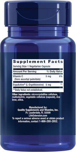 Life Extension Essential Youth L-Ergothioneine – Promotes Longevity & Healthy Aging – Gluten-Free – Non-GMO – Vegetarian – 5 mg – 30 Vegetarian Capsules in Saudi Arabia
