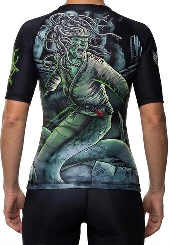 Women's Medusa MMA BJJ Short Sleeve Rash Guard Black in Kuwait