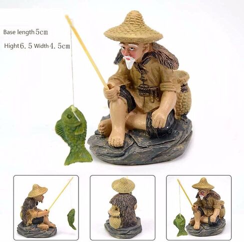 Miniature Figurine Small Fairy Garden Ornament Fisherman Craft Resin Bonsai Decoration(Multicolor) in Saudi Arabia