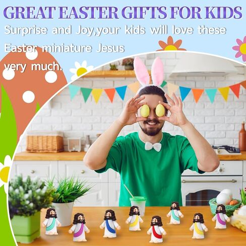 100 Sets Little Jesus Figurines Bulk Mini Jesus Figurines Set with 100 Prayer Cards and 100 Bags Religious Party Favors, Church, Baptism Gifts Stuffers in Kuwait