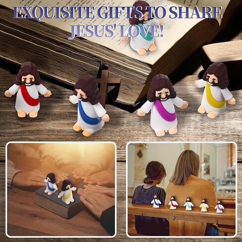 100 Sets Little Jesus Figurines Bulk Mini Jesus Figurines Set with 100 Prayer Cards and 100 Bags Religious Party Favors, Church, Baptism Gifts Stuffers in Kuwait