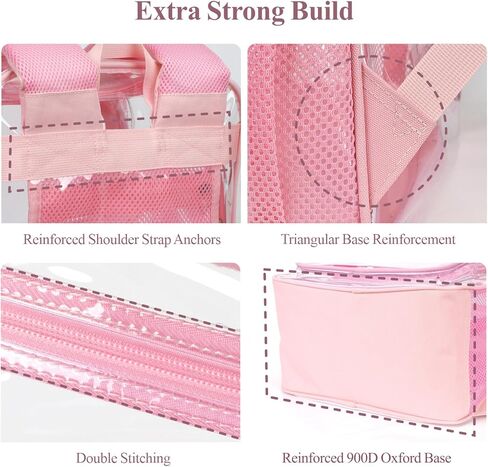 PACKISM Clear Backpack for girls - 17 inch Large Heavy Duty Bookbag for School, Reinforced See Through PVC Transparent Backpack for Students, Cute Pink (Age 12+) in Kuwait