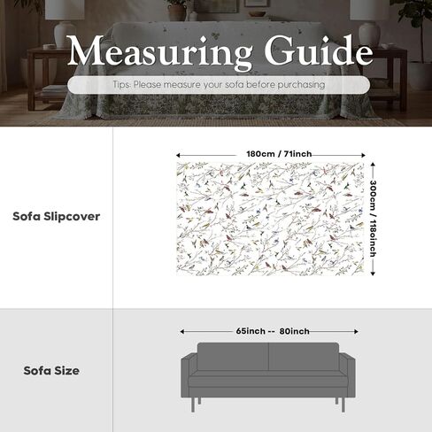 Horaldaily Spring Summer Waffle Couch Sofa Slip Cover, Birds Branch Floral Non Slip Washable Couch Sofa Cover for 2 Cushion Pet Friendly, Sectional L Shape Covers for Dogs, Kids,71"x118" in Saudi Arabia