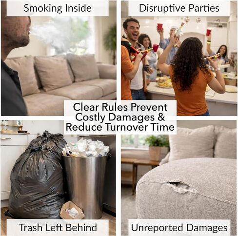 Acrylic 5x7 Airbnb Essentials for Hosts Sign, Air Bnb Supplies Standard Guidelines, No Smoking Signs for Airbnb, Be Mindful of Noise Sign, Checkout Reminder Sign, Short Term Rental Sign, Made in USA in Saudi Arabia