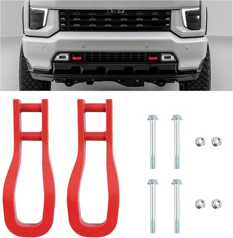 خطافات السحب الأمامية متوافقة مع 2020-2025 شيفروليه سيلفرادو 2500 HD 3500 HD استبدال 84513877 2 قطعة من الفولاذ الأحمر in Kuwait