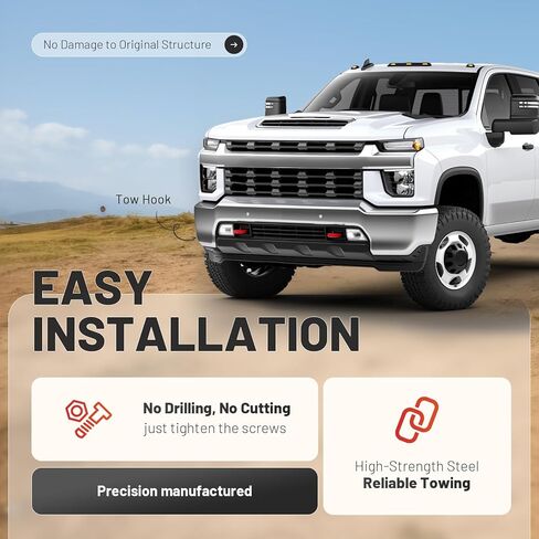 خطافات السحب الأمامية متوافقة مع 2020-2025 شيفروليه سيلفرادو 2500 HD 3500 HD استبدال 84513877 2 قطعة من الفولاذ الأحمر in Kuwait