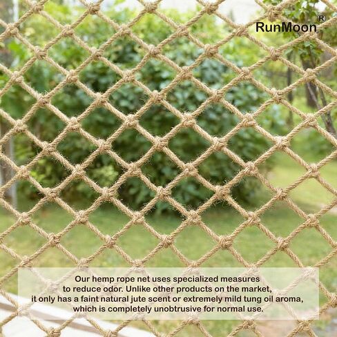 Multi-Use Hemp Rope Net: Natural Jute, 15 Sizes, Ideal for Indoor/Outdoor Decor & Safety, Handcrafted with Free Installation Accessories (3x6ft) in Saudi Arabia