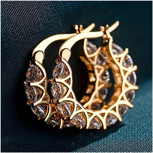 Cubic Zirconia Hoop Earrings for Women Dainty Hypoallergenic Diamond Earrings Fashion Jewelry Gifts in Saudi Arabia