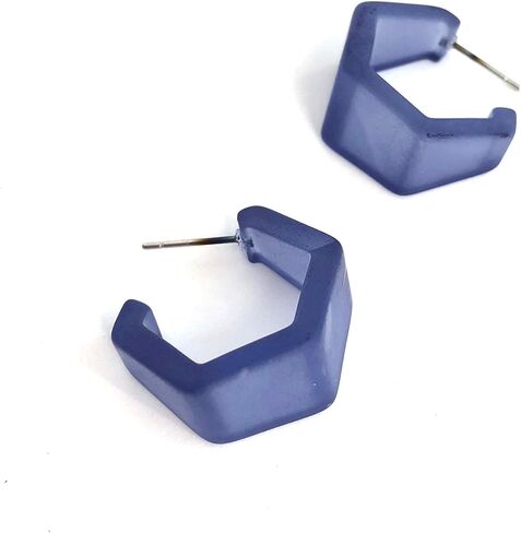 أقراط دينم زرقاء سداسية الشكل جيو بلوري لوسيت - HXGEO-BL-5 in Kuwait