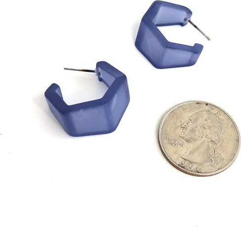 أقراط دينم زرقاء سداسية الشكل جيو بلوري لوسيت - HXGEO-BL-5 in Kuwait