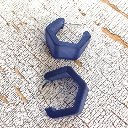 أقراط دينم زرقاء سداسية الشكل جيو بلوري لوسيت - HXGEO-BL-5 in Kuwait