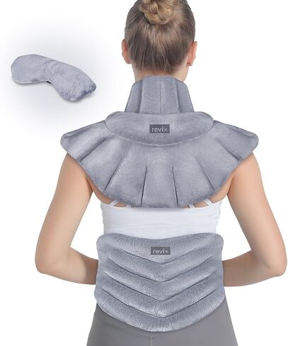 REVIX Microwave Heating Pad for Neck and Shoulders Lower Back Pain Relief, Warm Compress Heated Back Wrap with Weighted Plush, Hot Eye Mask for Migraine Stress, Set of 3 in Kuwait