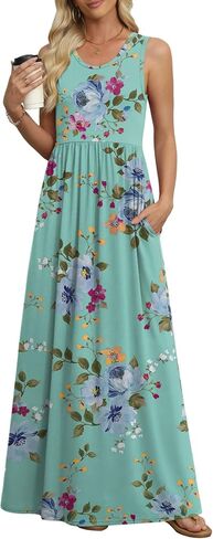 AYIFU Women's Summer Sleeveless Loose Maxi Dress Casual Long Dresses with Pockets in Kuwait