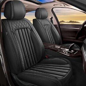 Car Seat Covers Fit for Dodge Grand Caravan 2008-2020: Front Set Waterproof Leather Vehicle Seat Cushion Luxury Automotive Protector Easy to Install(2 Seats, Black) in Kuwait