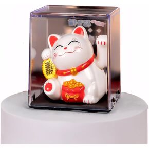 ذراع التلويح للقطط المحظوظة - فنغ شوي مانيكي نيكو الصيني التقليدي، للسيارة ومباني الأعمال والمكاتب والمنزل - سحر ميمون لحسن الحظ والحظ (أبيض) in Kuwait