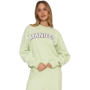 سترة Mayfair Group Manifest Classic Crewneck – Sage Mood Varsity Fleece Sweatshirt in Kuwait