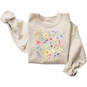 FITIN Colorful Wildflower Bouquet Sweatshirt – Botanical Floral Graphic Cozy Crewneck Casual Nature Pullover in Kuwait