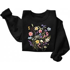 FITIN Colorful Wildflower Bouquet Sweatshirt – Botanical Floral Graphic Cozy Crewneck Casual Nature Pullover in Saudi Arabia