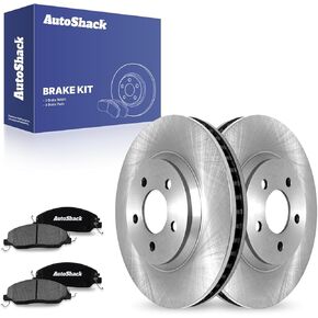 AutoShack Front Vented Drilled & Slotted Silver Zinc Coated Brake Rotors + Ceramic Pads 6-PC Brake Kit Replacement for 2011-2014 Ford Mustang SilverShield Pro 12.44" (316 mm) in Kuwait