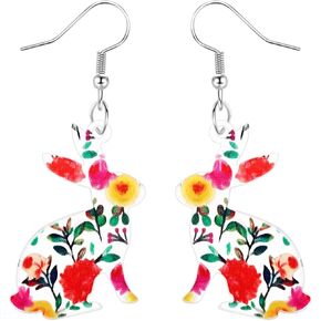 Easter Rabbit Earrings for Women Colorful Flower Bunny Dangle Drop Spring Earrings Easter Holiday Jewelry Gifts in Kuwait