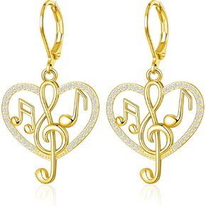 Music Note Earrings Dangle Earrings Love Heart Treble Clef Leverback Earrings Jewelry Gifts for Music Lover in Kuwait