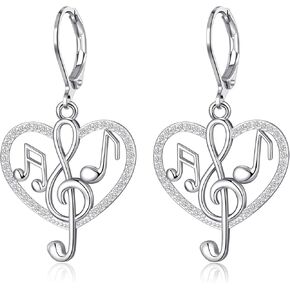 Music Note Earrings Dangle Earrings Love Heart Treble Clef Leverback Earrings Jewelry Gifts for Music Lover in Kuwait