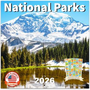 National Landmarks Calendar 2026 - American Landscapes 2026 Wall Calendar, Includes 100+ Reminder Stickers | 12" x 24" Open | Giftable | Made in The USA in Kuwait