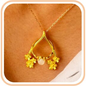 Ring Holder Necklace 18K Gold Plated Pendant 3-14 Sizes Wishbone Rings Keeper Necklaces Floral Dainty Jewelry Gift for Women Hers Nurses and Doctors in Kuwait