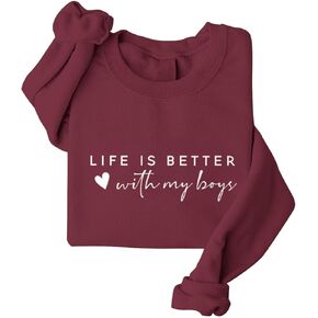 Boy Mom Sweatshirt For Women Life Is Better With My Boys Sweatshirts Funny Long Sleeve Graphic Pullover Plus Size in Kuwait