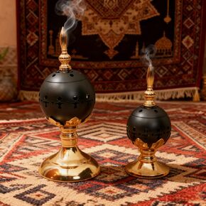 مجموعة من 2 مبخرة اللبان والفحم البخور حامل معدني عتيق مصباح عطري حامل البخور الحديد المنزل المعطر منضدية الكنيسة المسيحية مبخرة ديكور in Kuwait