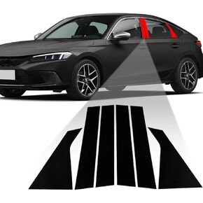 Side Door Window Cover Trim, 6 Pcs Exterior Door Window Pillar Posts Trim Stickers for Compatible with Honda Civic Sedan 10th Gen 2016 2017 2018 2019 2020 2021 Accessories (Glossy Black) in Kuwait