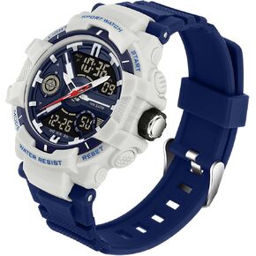 Men's Colorful Watches Sports Outdoor Waterproof Big Face Watch for Men with LED Alarm Date Dual Dial Time Stopwatch Orange in Kuwait