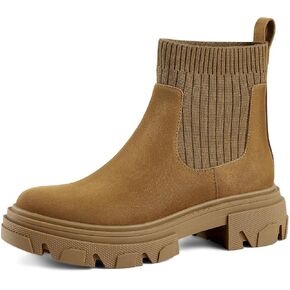 PIZZ ANNU Women's ClEARY Fashion Chelsea Boots Platform Lug Sole Combat Casual Elastic Chunky Heel Ankle Booties Shoes in Kuwait