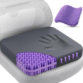 وسادة مقعد جل TushGuard للجلوس الطويل، وسادة مقعد كرسي مكتب بتصميم كبير وسميك حاصل على براءة اختراع، وسادات تبريد قابلة للتنفس للكراسي، وسائد سيارة ناعمة للكرسي المتحرك (كبير جدًا، رمادي) in Kuwait