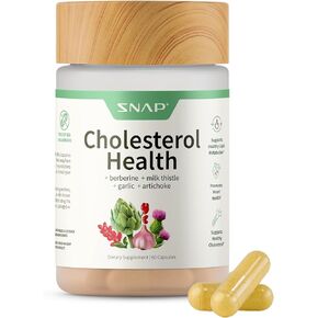Snap Supplements Cholesterol Health, Support Healthy Cholesterol Levels, Natural Heart Health, Digestive Health, Metabolic Health, Garlic Extract, Berberine, Artichoke, Milk Thistle, 60 Capsules in Kuwait