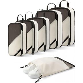 مكعبات تعبئة LUGGEX للسفر، حقائب تنظيم الأمتعة POX01، منظم حقيبة مع حقيبة أحذية، 6 مجموعات مكعبات سفر للتعبئة (POX-Core، بيج) in Kuwait