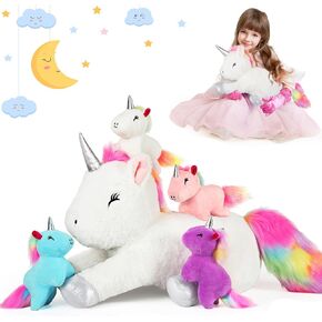 Chubby Blob Seal Pillow Plush with 4 Baby Seal Plushies in Her Tummy, Super Soft Cartoon Hugging Toy, Stuffed Cotton Plush Animal Toy for Kids, Great Gift Idea for Christmas, Birthdays in Kuwait