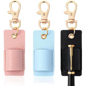 3 Pcs Pen Holder for Lanyard, PU Leather Single Lanyard Badge Pen Holder Portable Anti-Lost Pencil Holder Keychain for Nurse Courier Clerk Office School in Kuwait