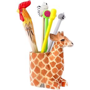 Wooden Desktop Pen Pencil Holder Stand, Creative Handmade Wood Carving Cartoon Animals Pen and Pencil Organizer Cup Office Supplies (Tiger) in Kuwait