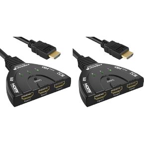 Fosmon 3-Port HDMI 2.0 Switch 4K 60Hz, 3x1 Switcher UHD 3D HDR Full HD 1080P 60Hz HDCP 2.2, HDMI Splitter Hub Compatible with Apple TV Roku Fire TV Stick HDTV PS4 Xbox One Chromecast 3 in Saudi Arabia