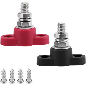 2PCS Car Single Stud Battery Junction Posts Block, 12V 1/4" Heavy Duty Vehicle Power Distribution Block, Auto Insulated Power Distribution Terminals, Universal for SUV RV Truck in Kuwait