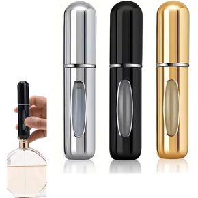 5ml Refillable Perfume Atomizer Portable Fine-Mist Spray Bottle (Silver/Black/Gold) - Leak-Proof Travel Cosmetic Container | Great Holiday Gift for Her/Him in Saudi Arabia