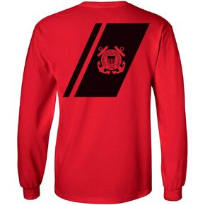 USCG US خفر السواحل الأمريكي سباق الشريط الأمامي والخلفي قميص أحمر طويل الأكمام الولايات المتحدة الأمريكية in Kuwait