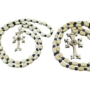 2 Armenian Handmade Wooden Cross Necklace, Eternity Symbol, Eco-friendly Christian Jewelry, Wood Cross Pendant, Religious Necklace, Faith Necklace in Kuwait