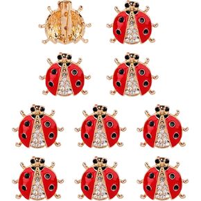 10 Pack Ladybug Brooch Pin Rhinestone Metal Enamel Animal Insect Lapel Badges for Women Men Shirt Dress Coat Decoration Party in Kuwait
