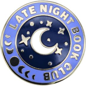 دبوس المينا، دبوس طية صدر السترة لنادي الكتب في وقت متأخر من الليل، هدية شارة زر أرجوانية للقراء في وقت متأخر من الليل والأصدقاء والعائلة والمراهقين، ديكور DIY، سترة من قماش الدنيم حقيبة ظهر وياقة قميص إكسسوار in Kuwait